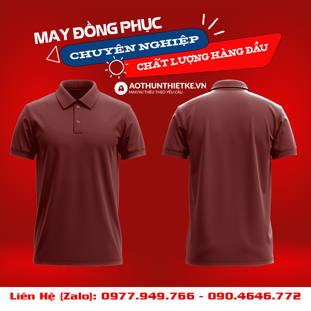 Áo Đồng Phục Polo Basic Đỏ Đô_thumbnail_0