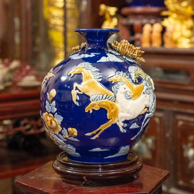 Bình Tài Lộc - Lọ Hoa Hút Lộc Gốm Bát Tràng Bền Đẹp Cao Cấp TẶNG ĐẾ GỖ Họa tiết Thuận Buồm Xuôi Gió_thumbnail_5