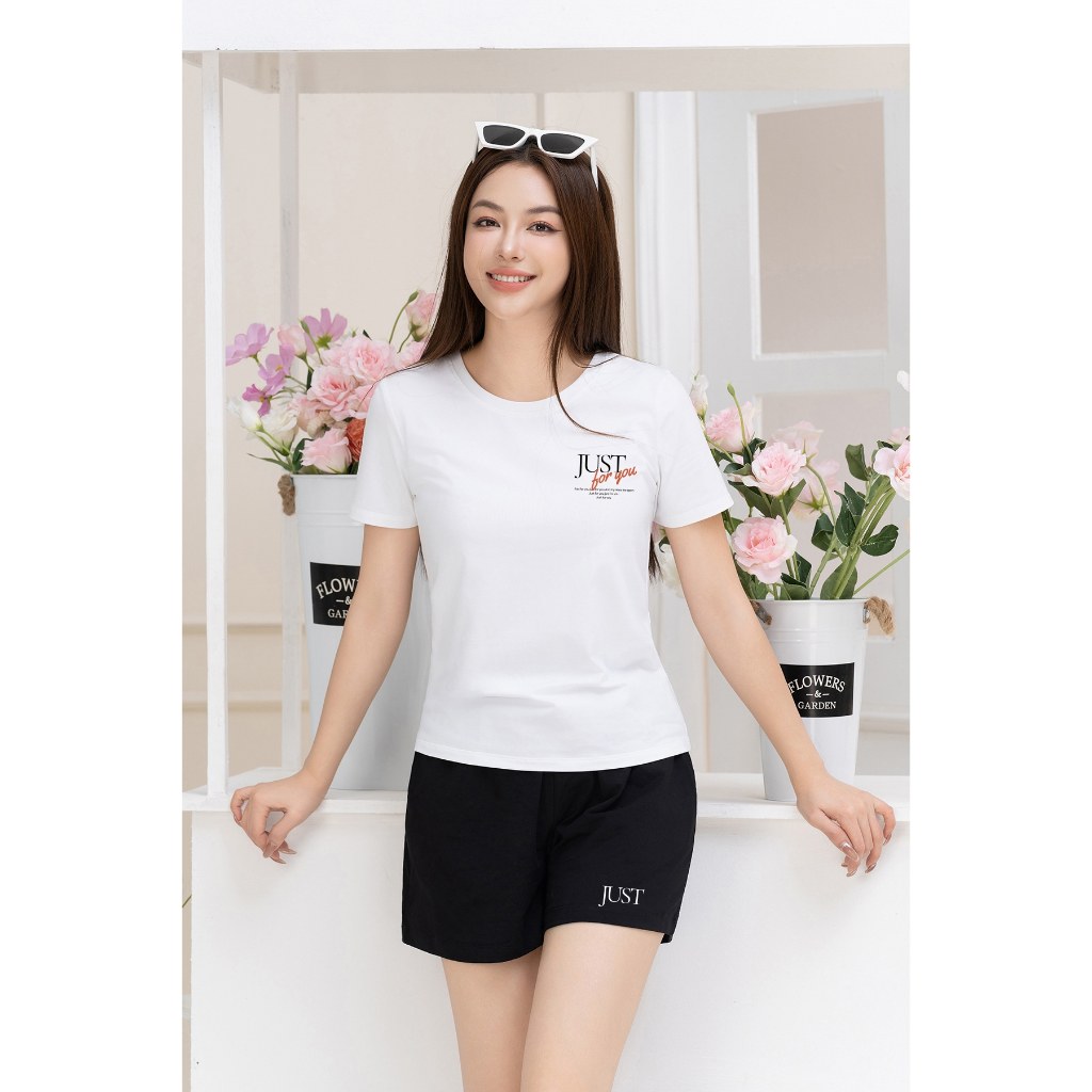 [Form Vừa] Bộ đồ nữ in chữ Just for you - Set cộc tay mặc nhà/ đi chơi LOZA VP337_thumbnail_3