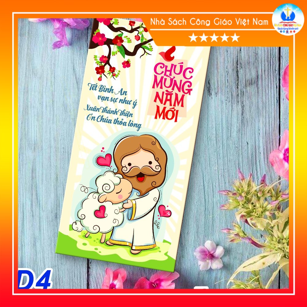 Set 10 Bao Lì Xì Công Giáo mẫu D4 Ơn Chúa thỏa lòng - Lì xì Tết - Quà tặng Công Giáo ý nghĩa_thumbnail_0