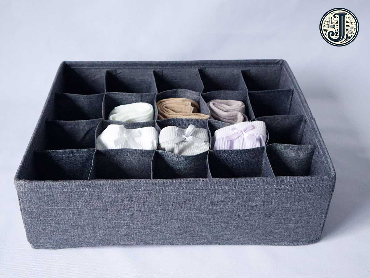 Khay đựng 20 ô xám đồ lót, quần tất chia ngăn gấp gọn J18X
