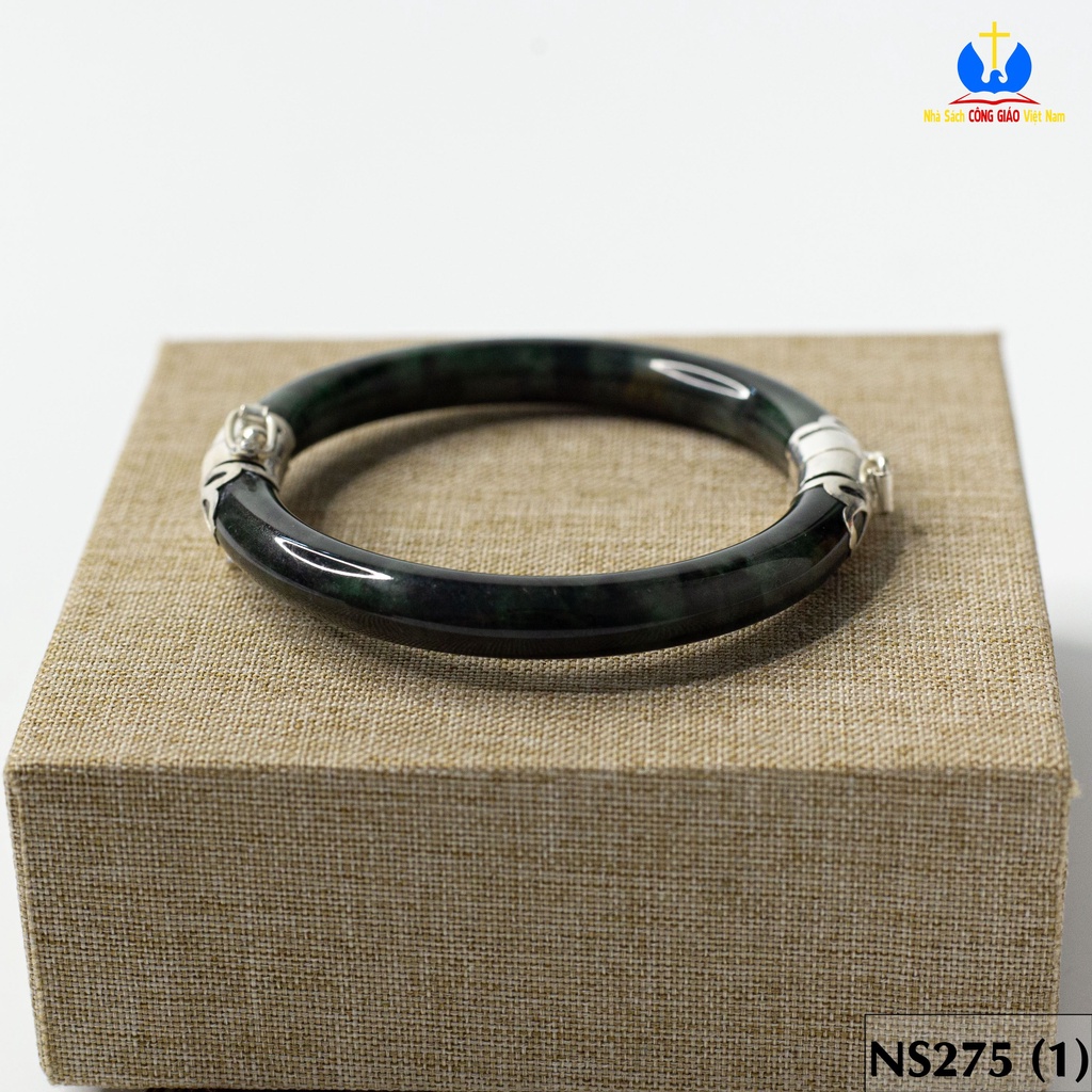 Vòng tay đá Ngọc Bích bọc bạc ta TS0274 - Món quà ý nghĩa cho mẹ và bà_thumbnail_2