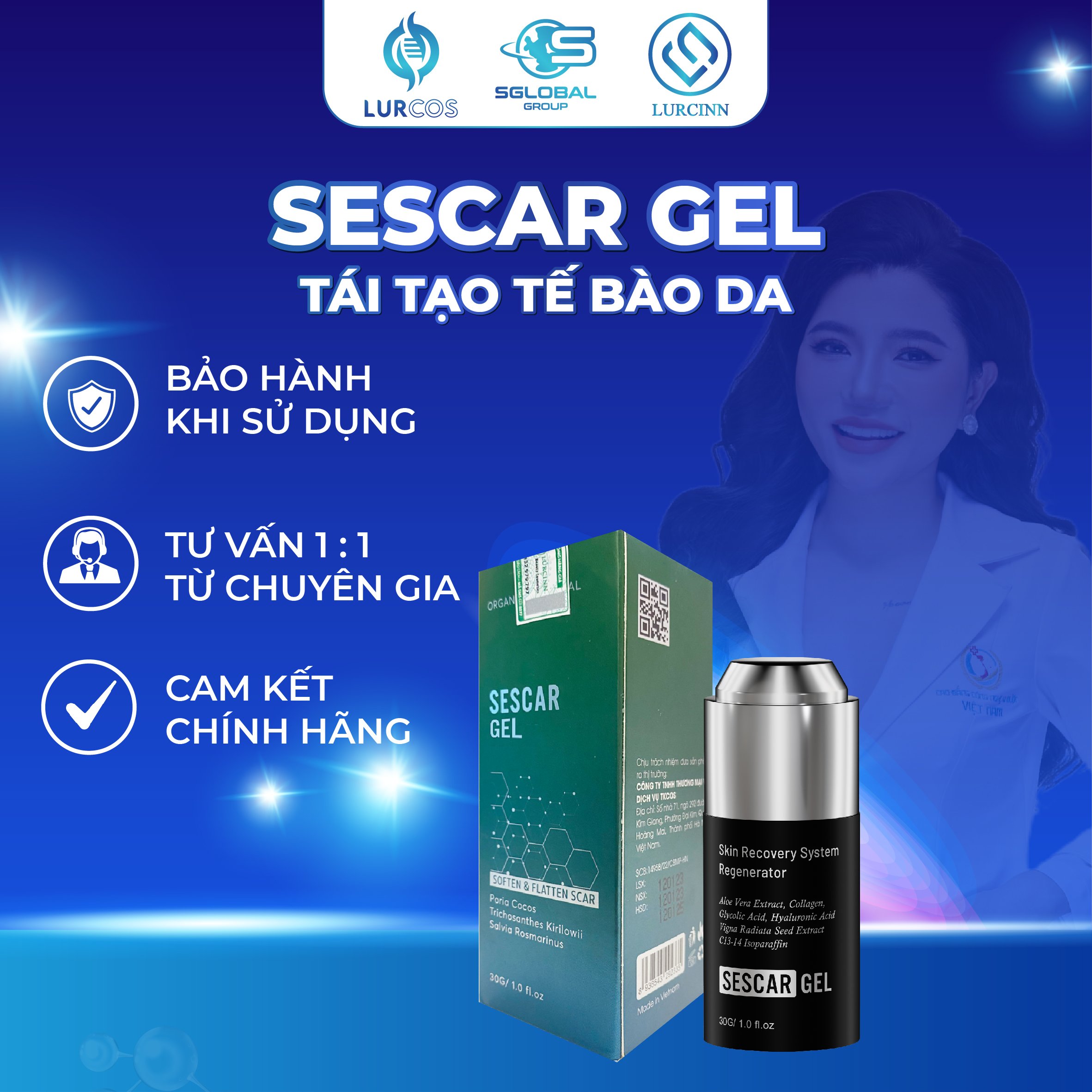 Tinh Chất Dưỡng Lurcinn Sescar Gel 30g