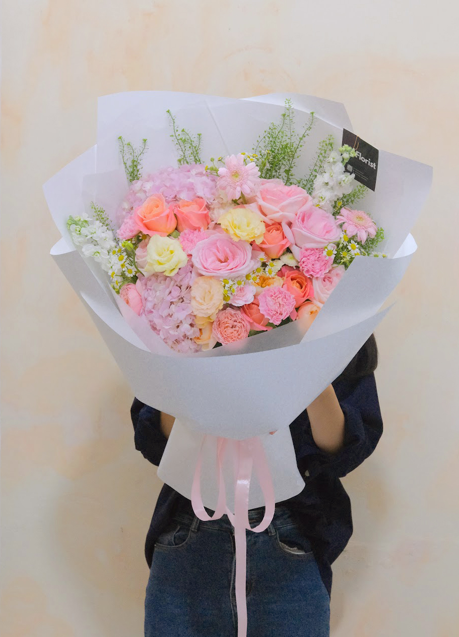 Bó hoa tú cầu hồng mix tone Hồng Cam - Size L