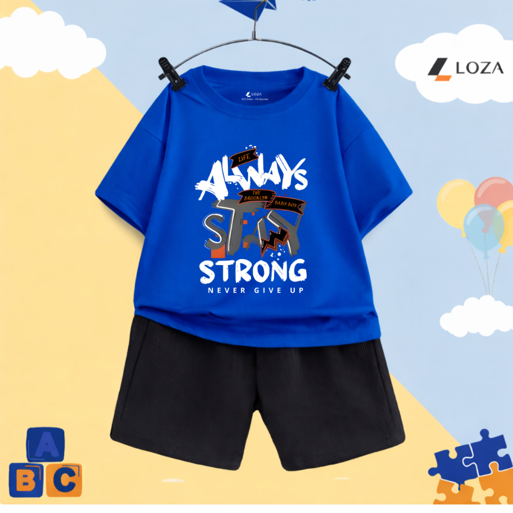 Set đồ bé trai hình ALWAYS STAY STRONG- Loza Kids SB600_thumbnail_4