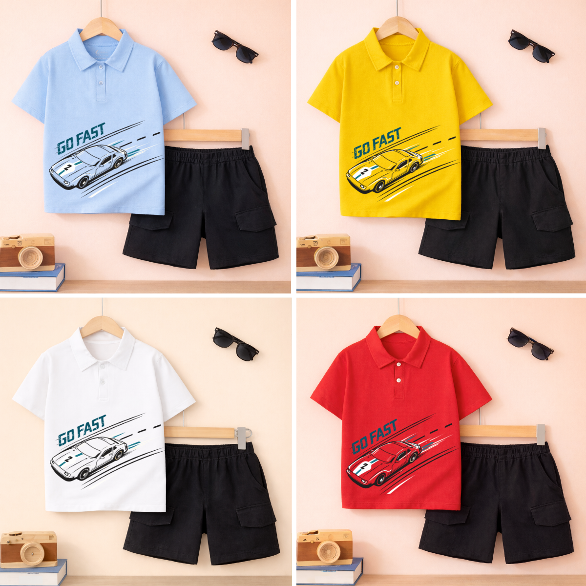 Set bộ Polo bé trai hình Oto Go Fast - Loza Kids BU629 BU629