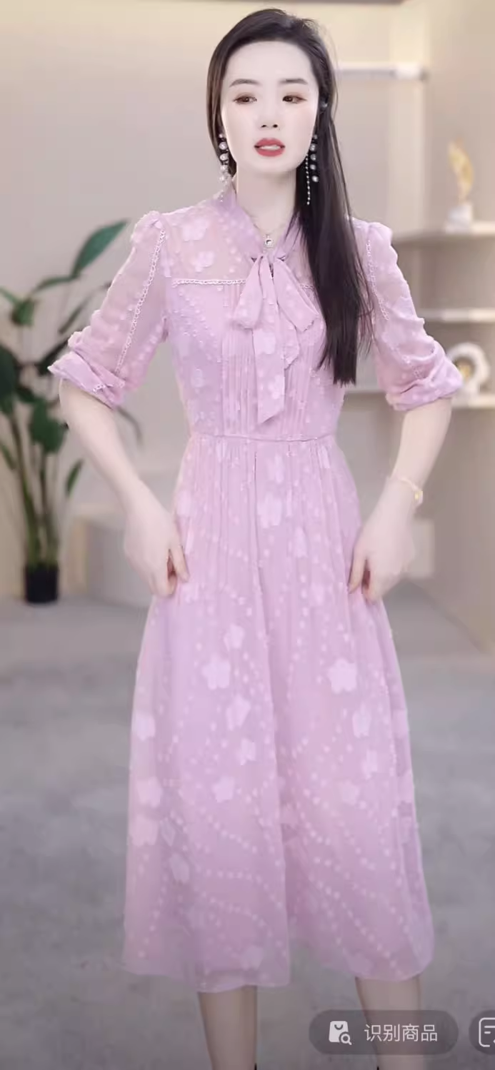 16550-Đầm xòe voan dập hoa nổi màu hồng (voan, lót)_thumbnail_0