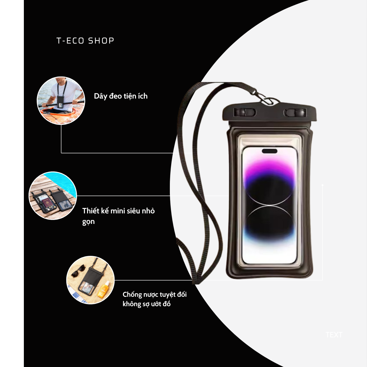 T-ECO SHOP Túi Chống Nước Điện Thoại 7 inch Full Màn – Chụp Ảnh, Quay Video Dưới Nước, Đi Biển Bơi Lội_thumbnail_4