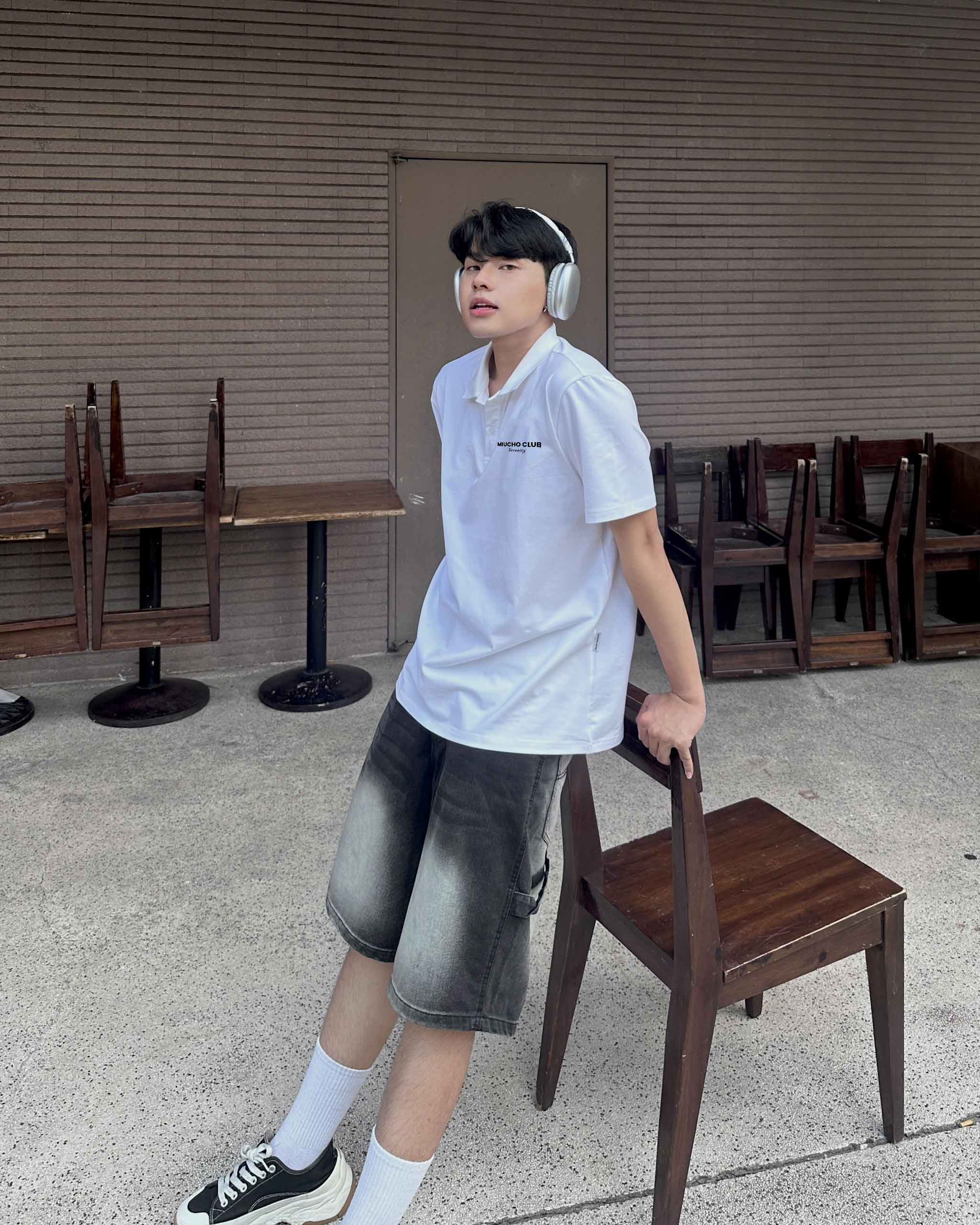 Áo polo form rộng nam basic nhiều màu PLD1229 Miucho Miucho Man tay ngắn cổ trụ in basic_thumbnail_5