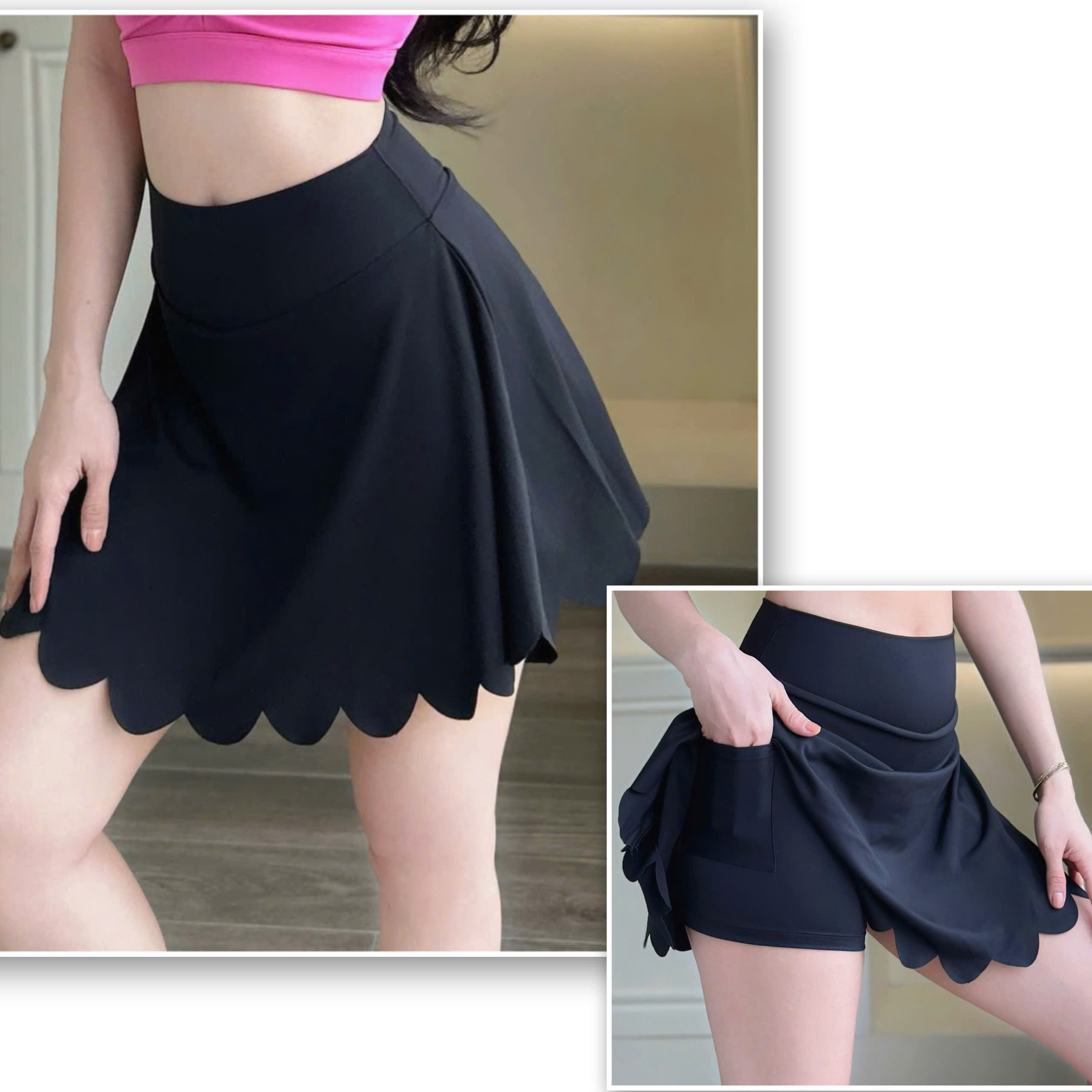 Chân Váy Thể Thao Tập Gym Chạy Bộ Nữ Yumiisports Dáng Xoè Cắt Laze Kèm Quần Bảo Hộ Vải Co Giãn Thoáng Mát Thấm Hút