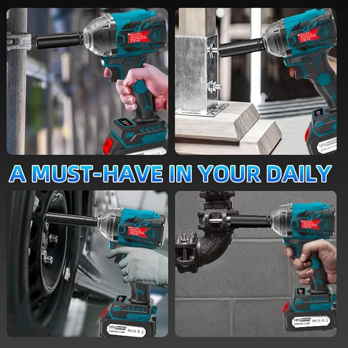 Impact Wrench - Máy Siết Bu Lông Không Dây 550N.m – Động Cơ Không Chổi Than Mạnh Mẽ, Pin Khủng 5.2Ah_thumbnail_5