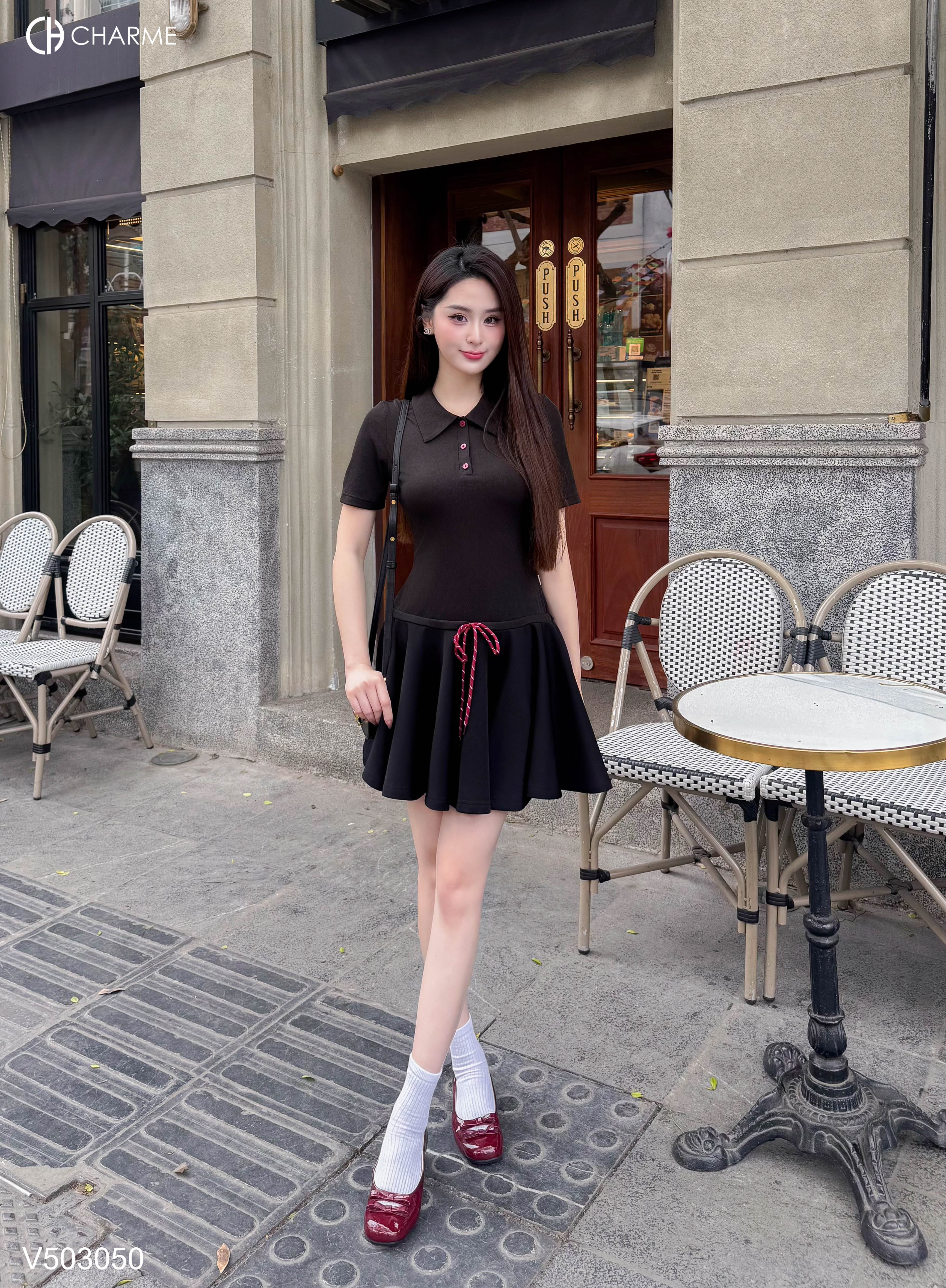 Váy thun tùng nhún xòe