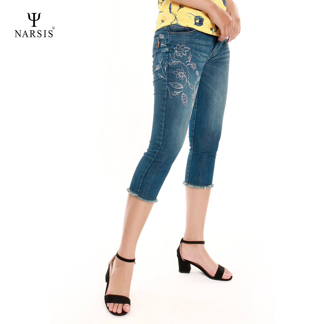 QUẦN BÒ NGỐ THÊU - P7015 NARSIS CHẤT LIỆU JEAN BỀN BỈ, CÁ TÍNH, TRẺ TRUNG, THỜI TRANG_thumbnail_0
