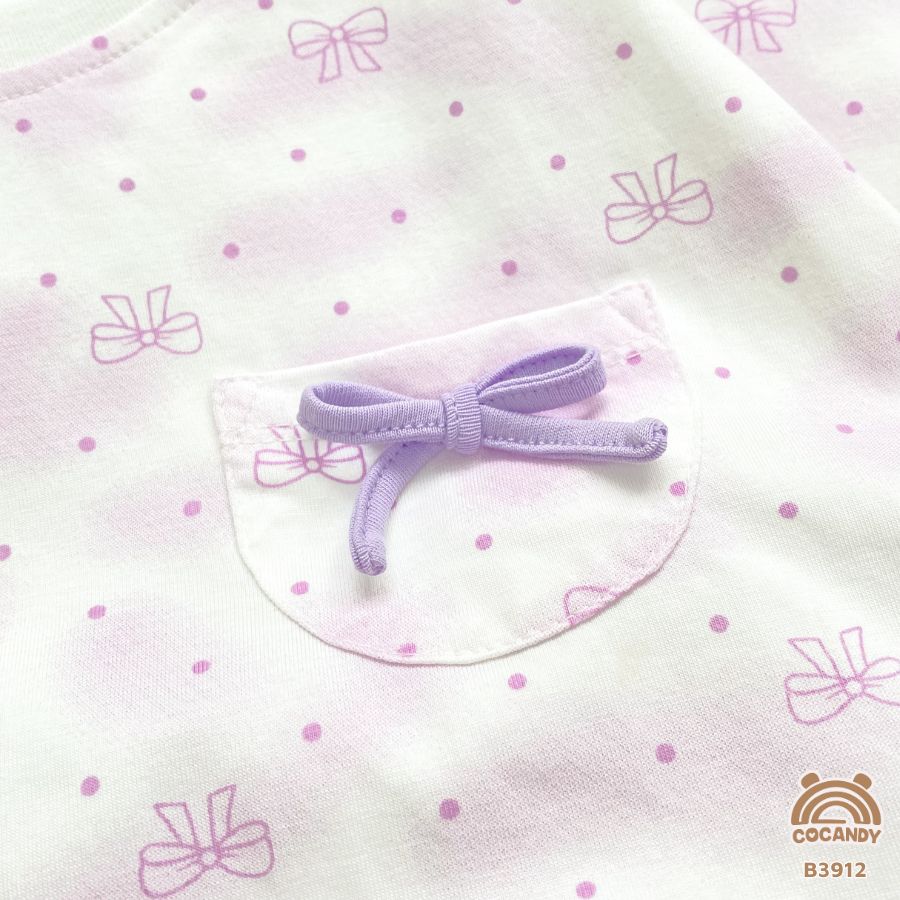 Bộ váy cộc TÍM TRẮNG phối túi ngực nơ nhỏ_thumbnail_1