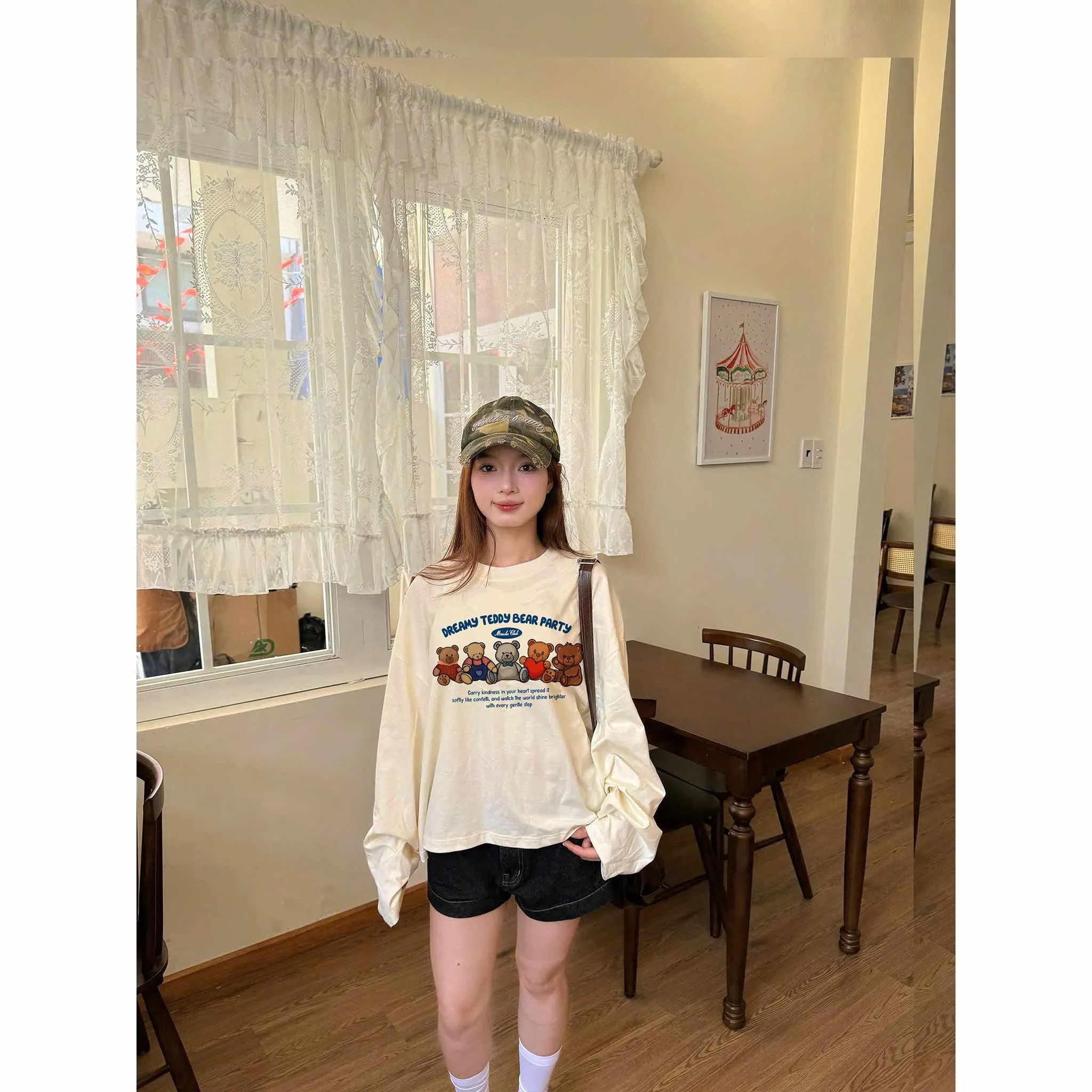 Áo thun boxy tay dài Miucho cotton 2 chiều thoáng mát cổ tròn chuẩn form hình gấu in mix 2663_thumbnail_3