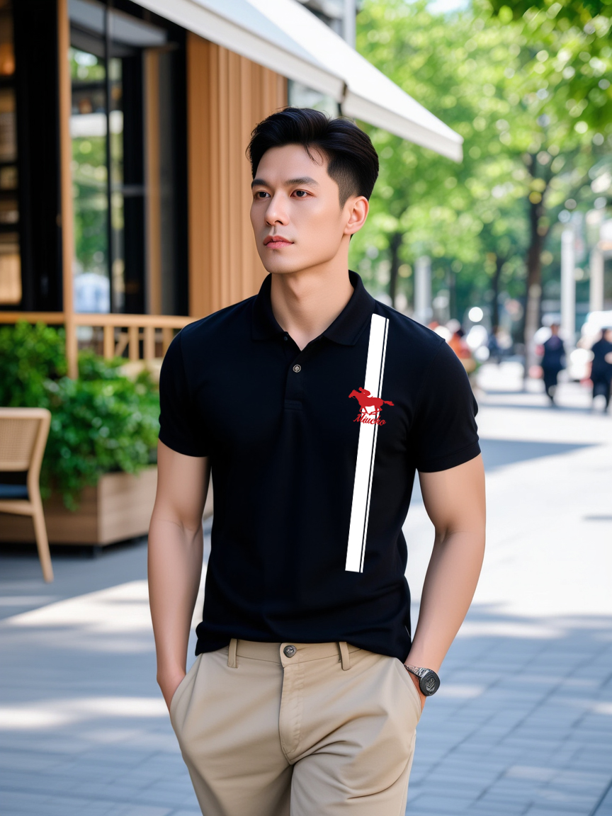 Áo polo nam phong cách vintage PLCSD2427 Miucho Iconic form vừa tay ngắn cổ trụ in artwork_thumbnail_3