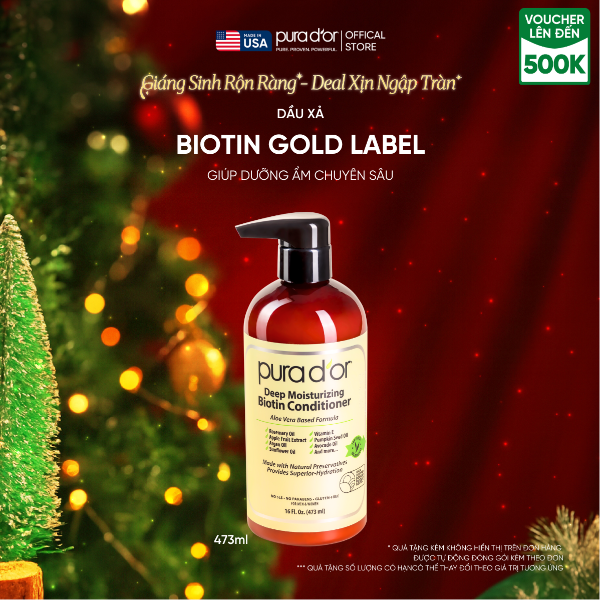 Dầu Xả Biotin Pura D'or Deep Moisturizing Giúp Dưỡng Ẩm Chuyên Sâu 473ml