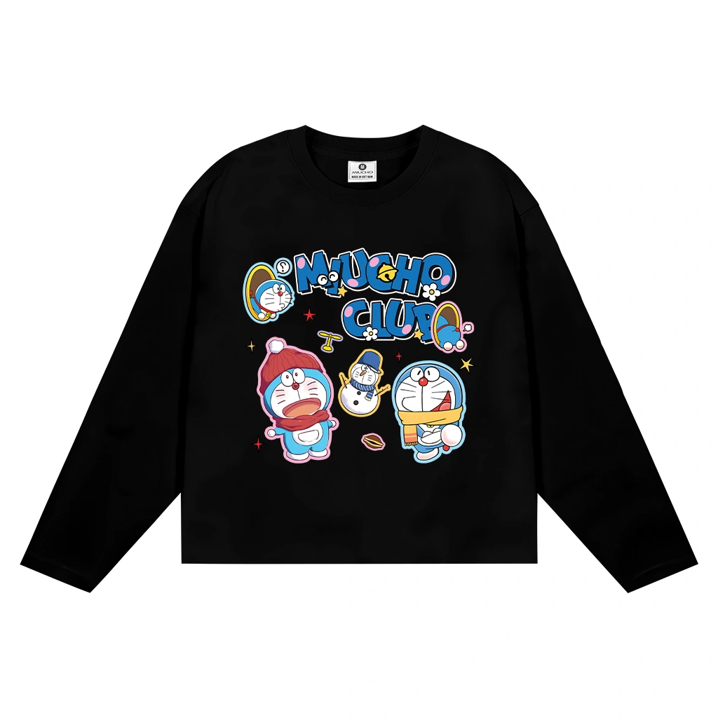 Áo thun boxy local brand Miucho vải cotton thoáng mát tay dài cổ tròn Doremon in mix 2771_thumbnail_10