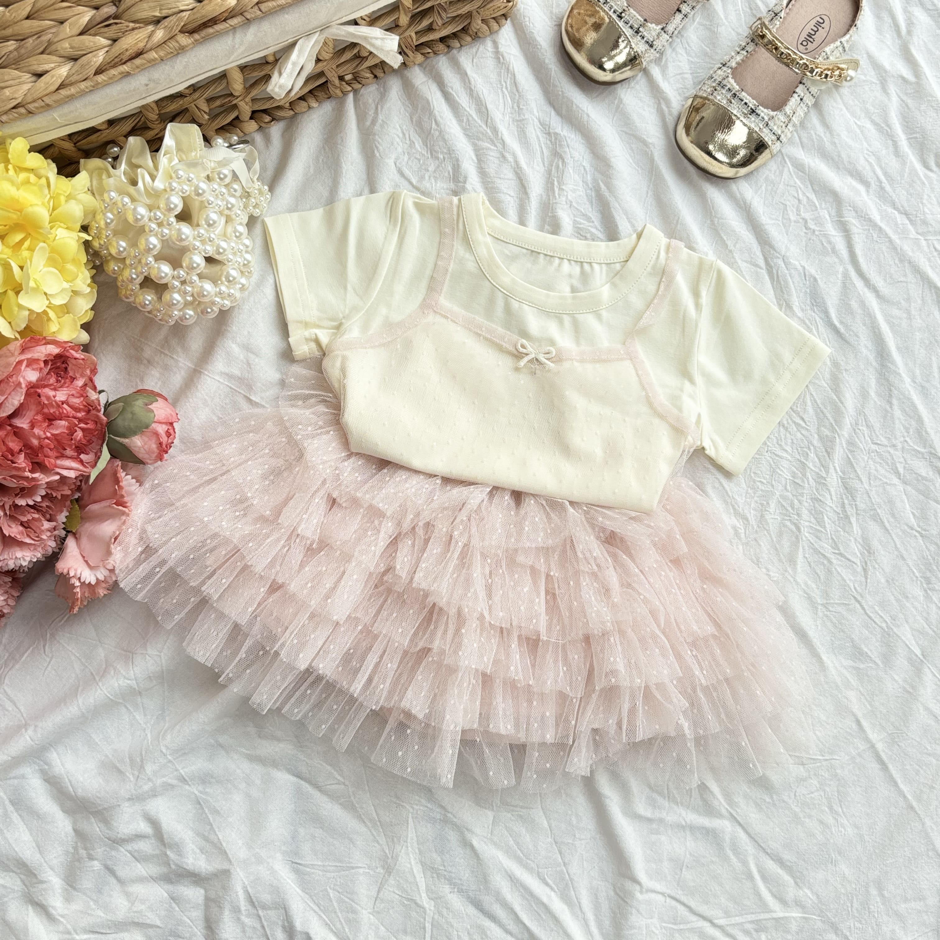 (A16) Áo thun mềm tay bo có họa tiết ren màu trắng kem QCCC mẫu hè 2025 cho bé gái_thumbnail_5