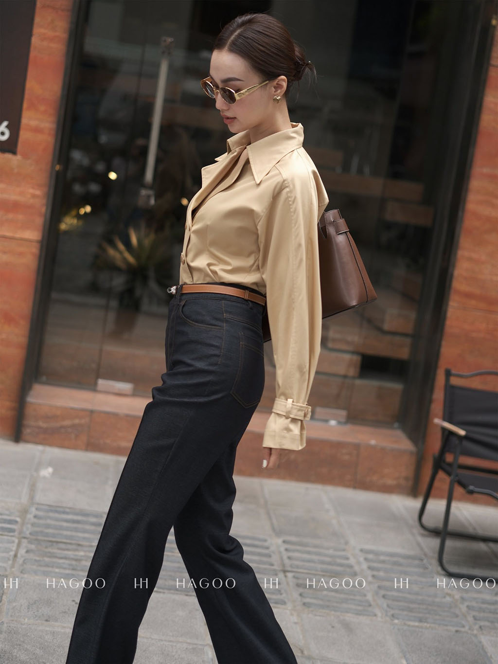 Quần âu soft denim dáng loe HAGOO_thumbnail_3