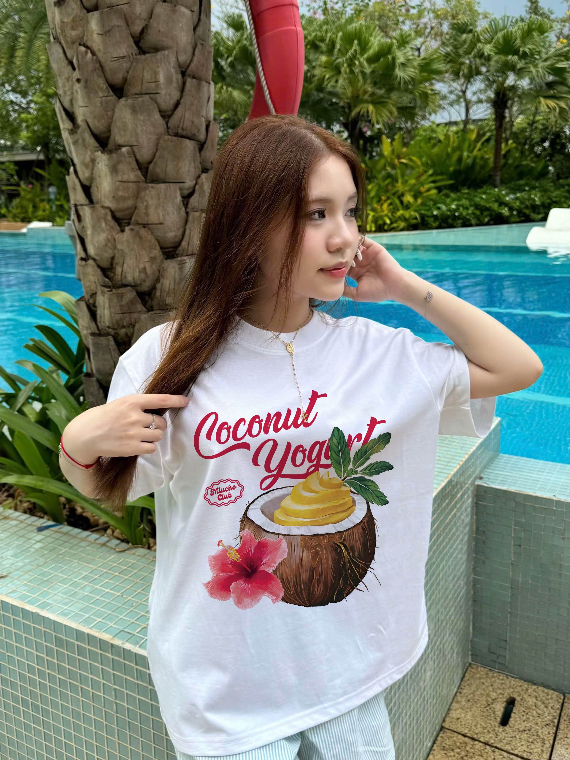 Áo thun boxy hè biển 2251 Miucho cổ tròn vải cotton 2c 250gsm đứng form in mix_thumbnail_6