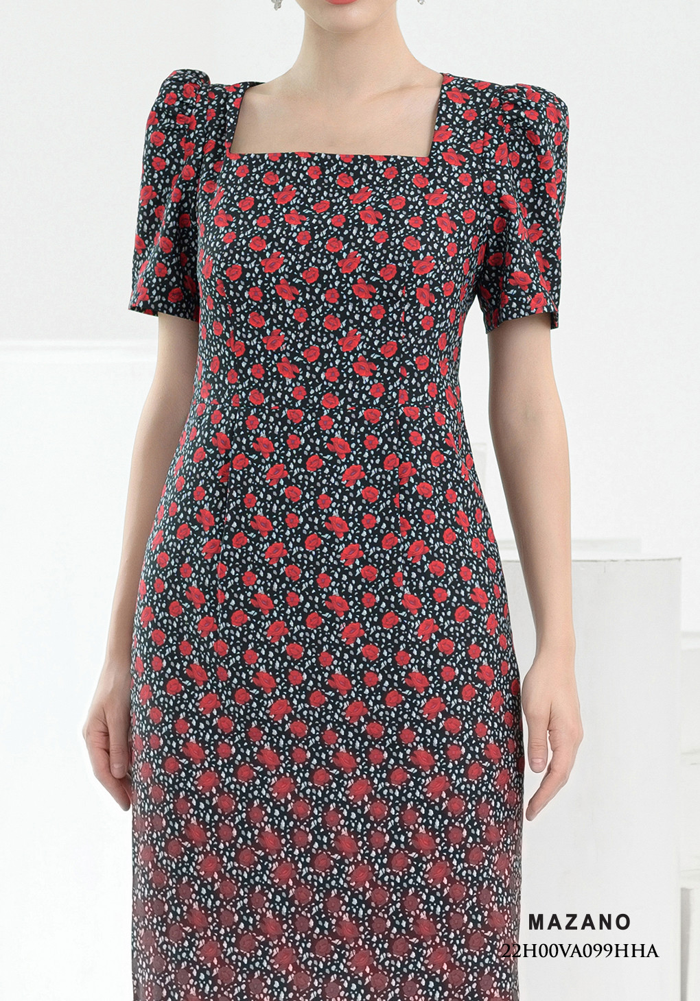 Đầm họa tiết cổ vuông tay bồng_thumbnail_4