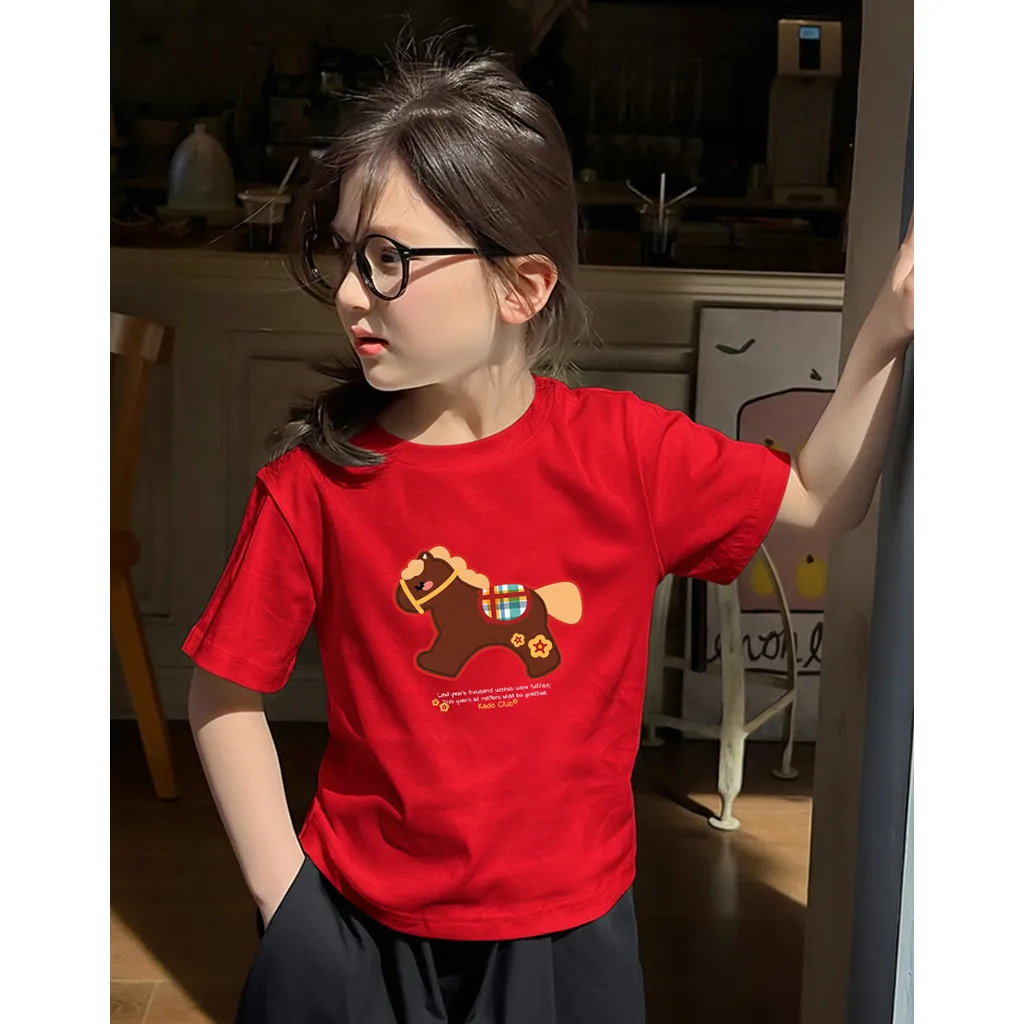 Áo thun form rộng bé gái Kado vải cotton thoáng mát mềm mại Ngựa gỗ đáng yêu 2906_thumbnail_4
