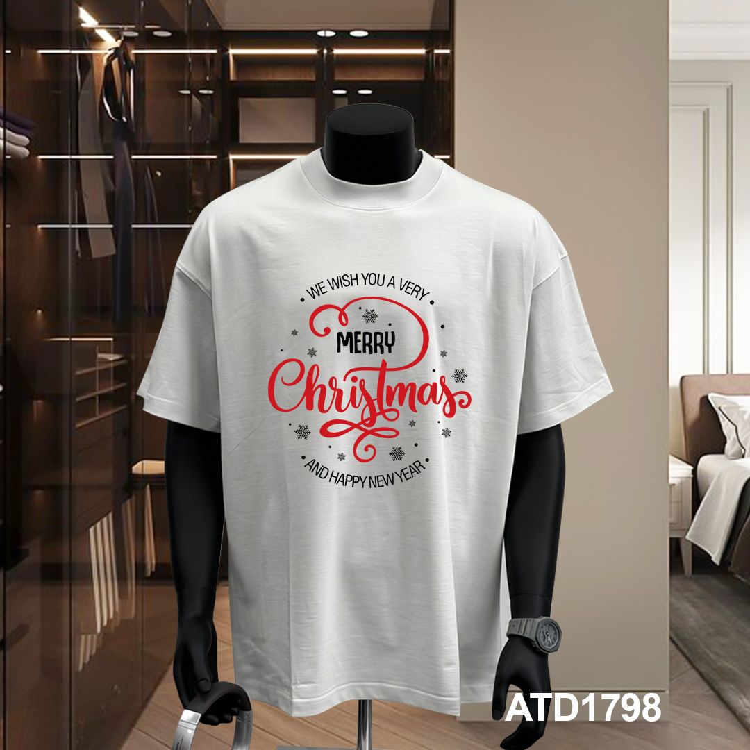 Áo phông nam giáng sinh noel form rộng cổ tròn vải cotton thoáng mát 1798 Miucho Iconic in typography_thumbnail_8