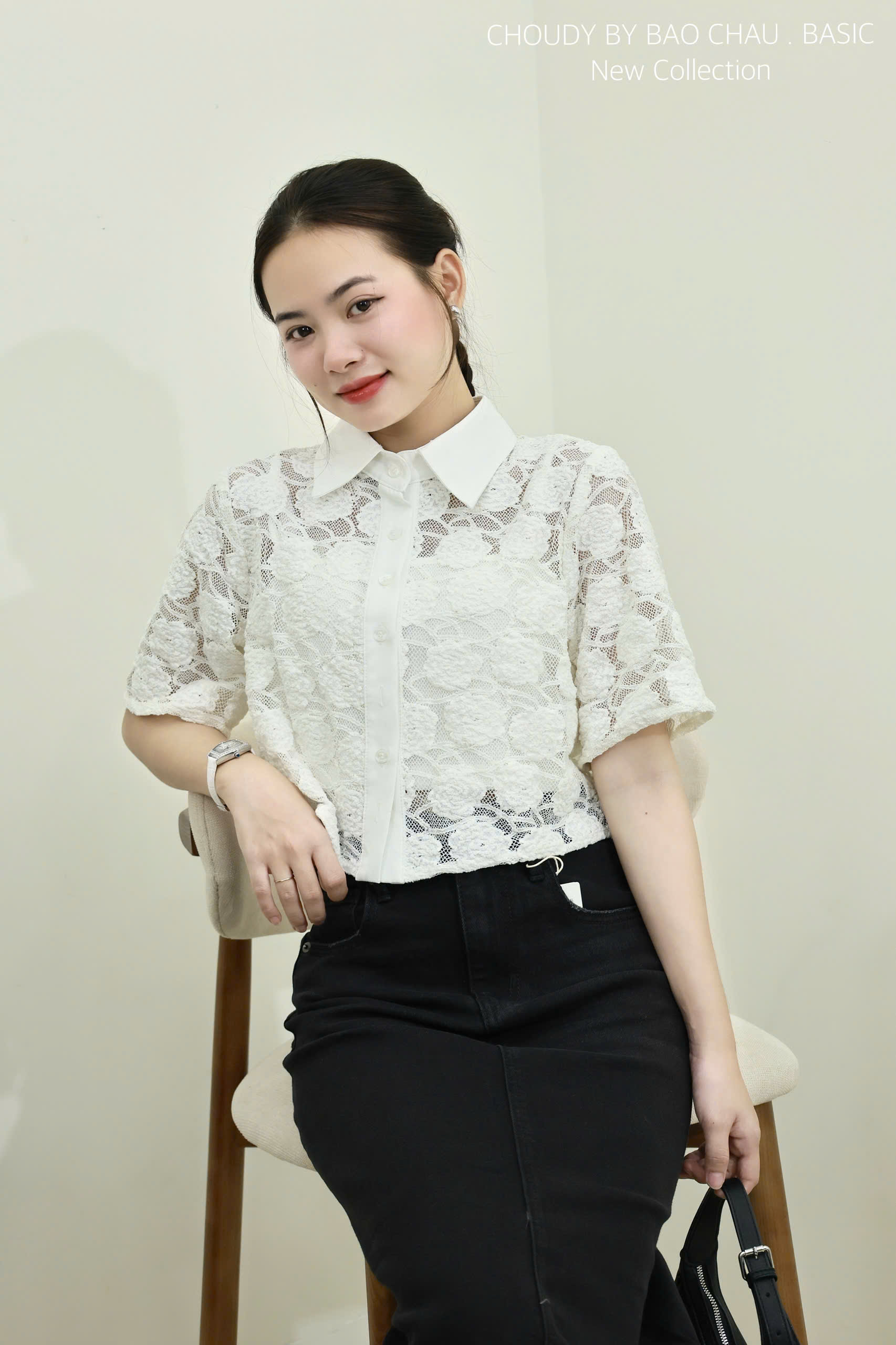 SALE U464 ÁO KIỂU REN TRẮNG (KÈM LÓT)