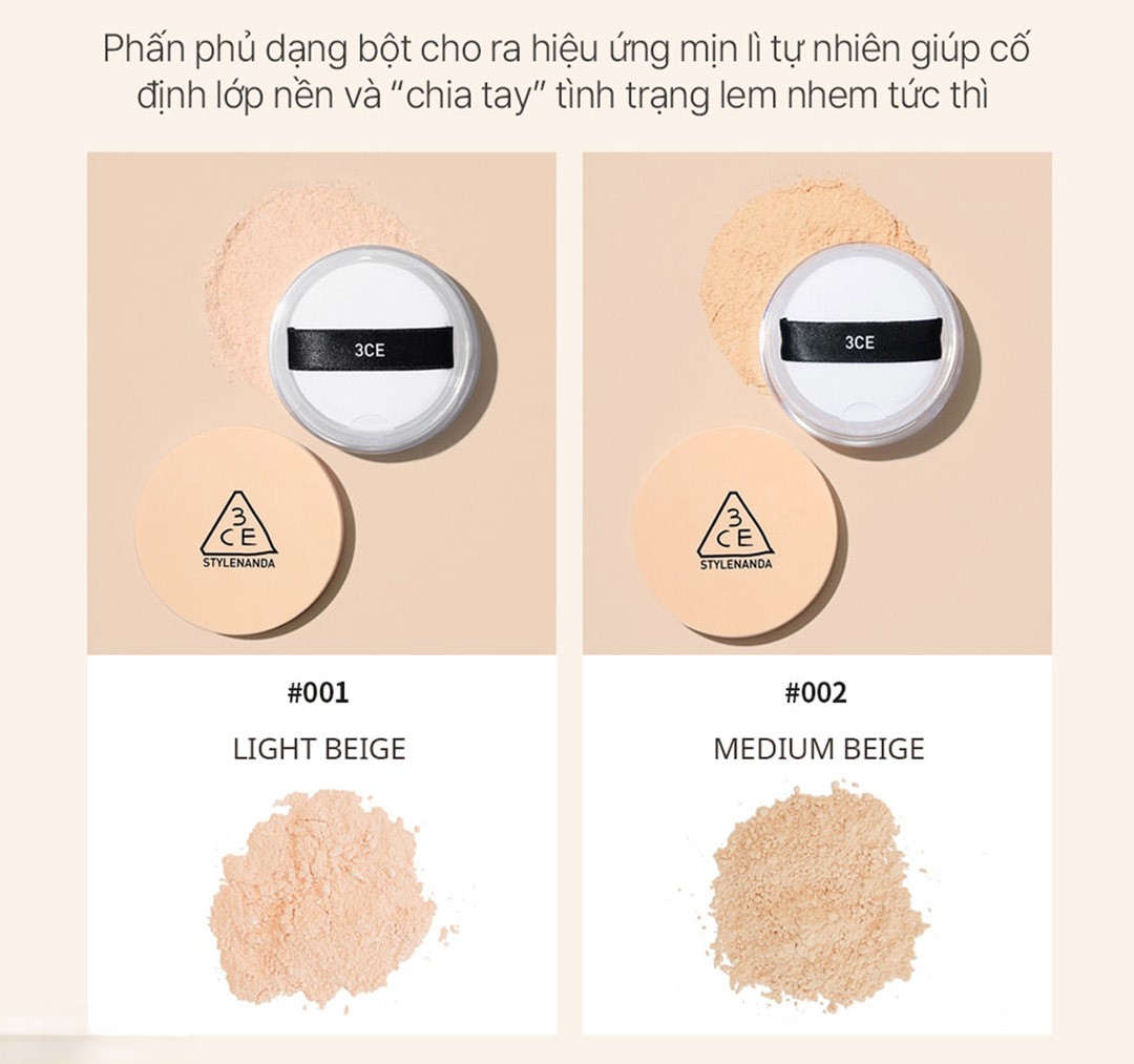 Phấn Phủ Bột Kiềm Dầu 3CE Stylenanda Natural Finish Loose Powder #002 (Natural)_thumbnail_3