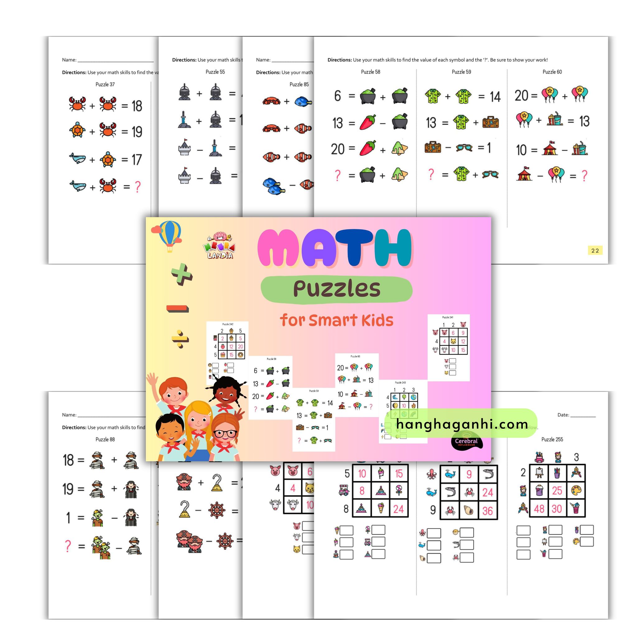 Math Puzzles for Smart Kids, Sách Toán tư duy hình ảnh Neurotrainer cho bé_thumbnail_1