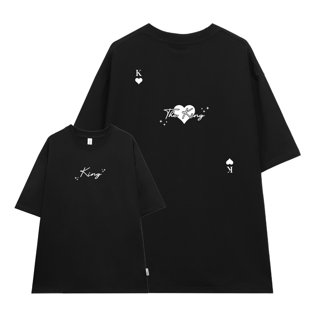 Áo thun cặp nam nữ King Queen form rộng 1838 Miucho vải cotton 4c co giãn thoáng mát in basic_thumbnail_0