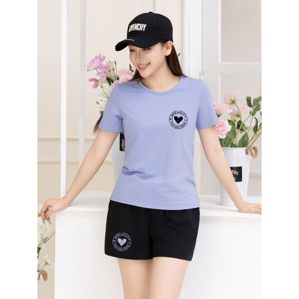 [Form Vừa] Bộ đồ nữ dáng vừa- Set đồ nữ mặc nhà mùa hè (áo thun + quần đùi) - LOZA G0132_thumbnail_5