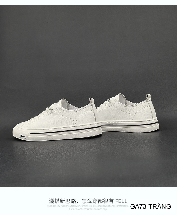 GA73 - Giày Sneaker Nam Da Bò Phong Cách Hàn, Đế Cao Su Thoáng Khí, Màu Trắng Đen_thumbnail_7