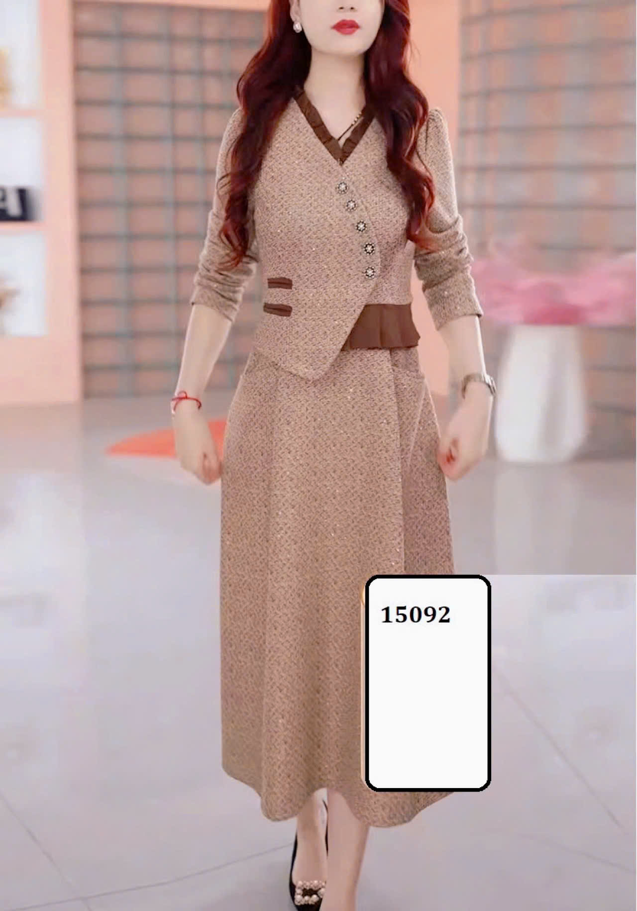 15092-Đầm xòe A dáng peplum vạt lêch cách điệu (linen kẻ)_thumbnail_1