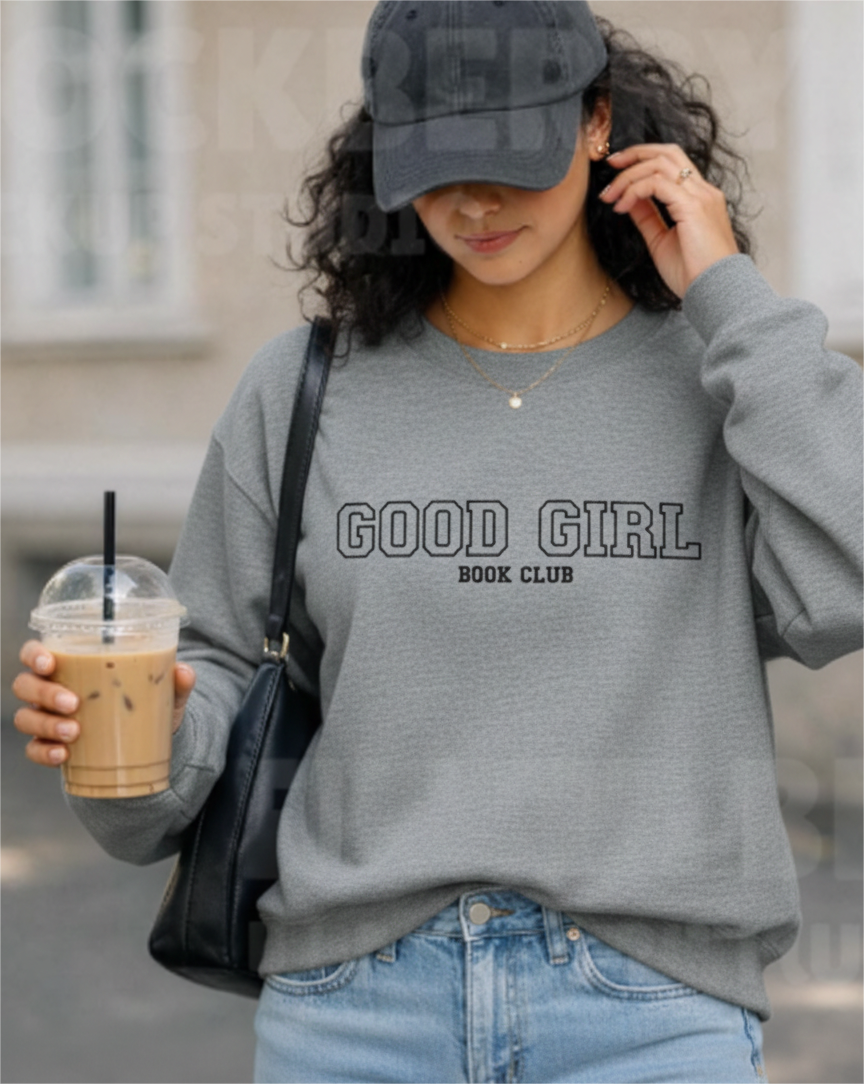Embroidered Velvet After Chapters Crewneck Good Girl