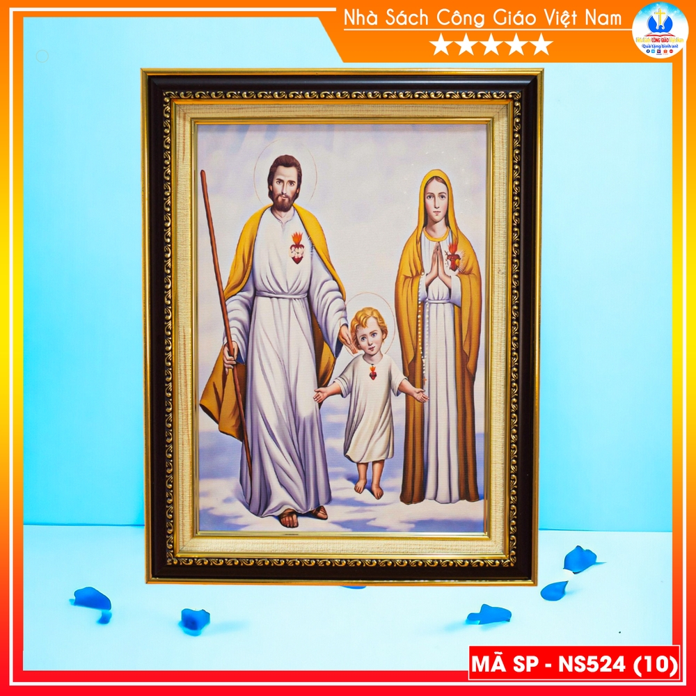 Tranh Canvas cao cấp Gia Đình Thánh Gia mẫu 11 - Quà tặng Công Giáo - In hình theo yêu cầu - NS524-11