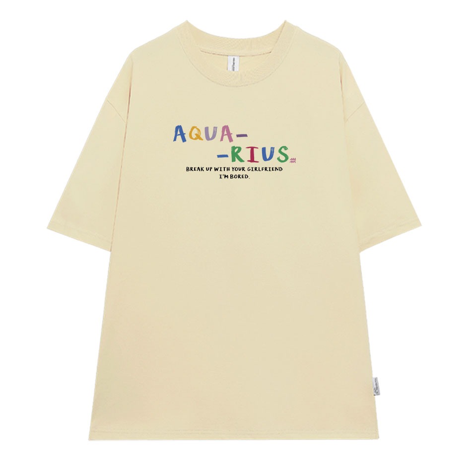 Áo thun nữ form rộng ATD370 cung hoàng đạo Bảo Bình AQUARIUS Miucho cotton cổ tròn in typography_thumbnail_5