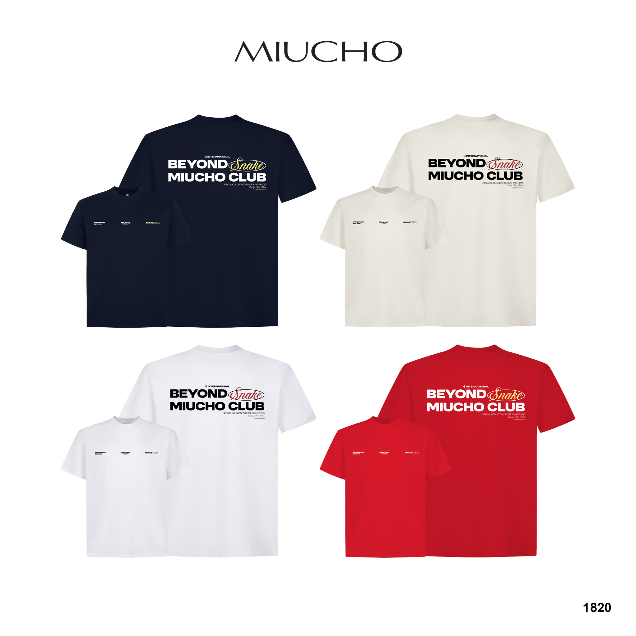 Áo phông tết form rộng local brand cổ tròn chất vải cotton 2c 250gsm 1820 Miucho Club in typography_thumbnail_1