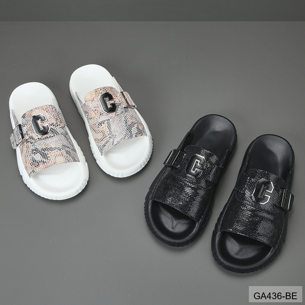 GA436 - Dép xỏ ngón nam thời trang da bò họa tiết rắn đế cao su êm chân