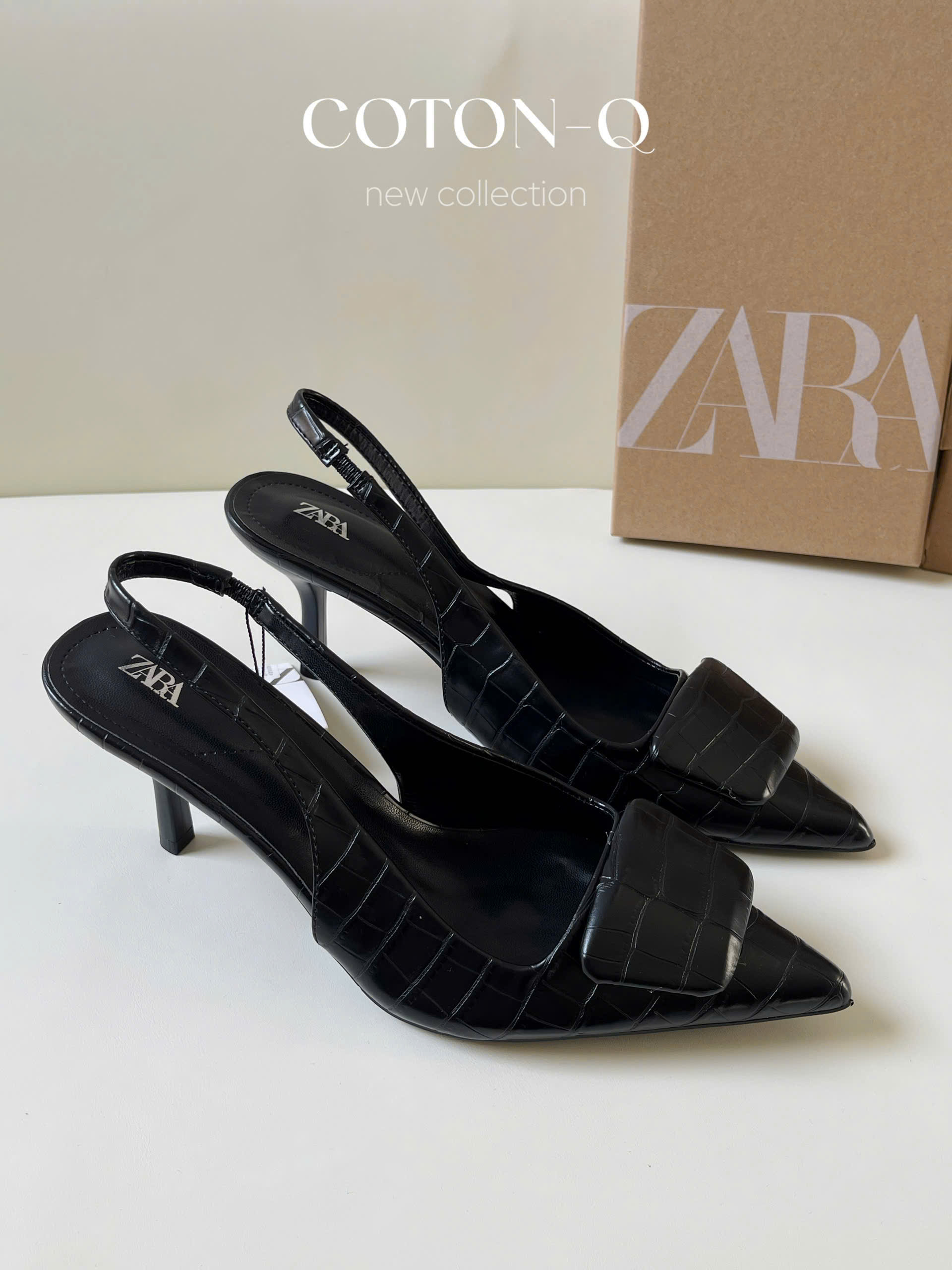 HG217 Guốc đen mũi nhọn