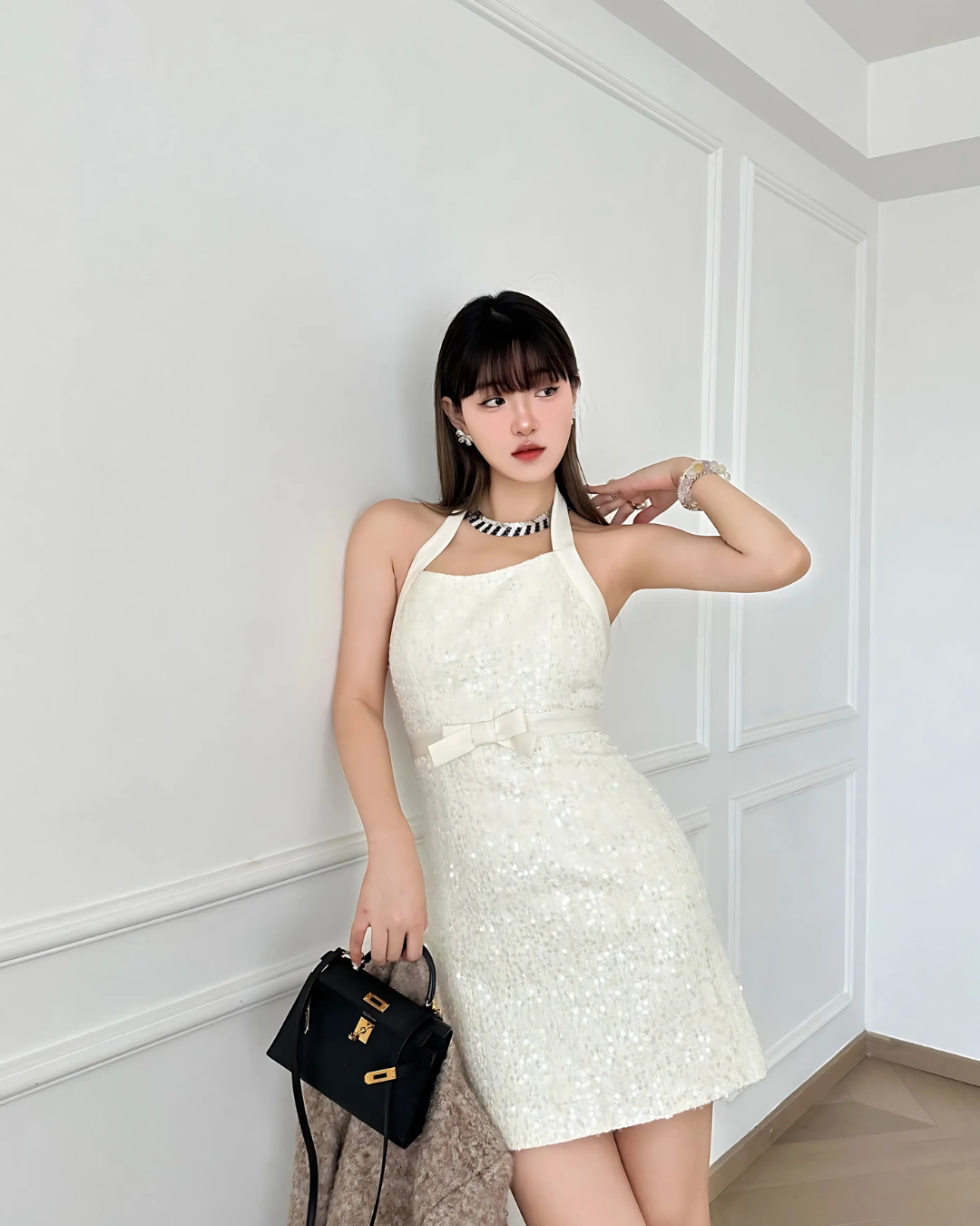 Túi xách nữ UHE_2516 Elegant – khóa kim loại, 2 màu Đen/Trắng_thumbnail_6