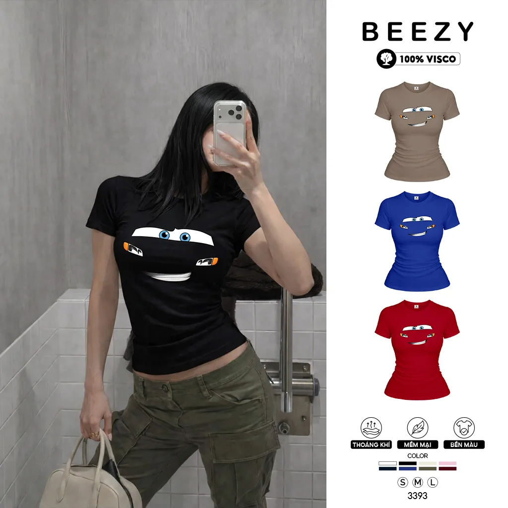Áo baby tee nữ mặt cười hài hước Beezy 3393