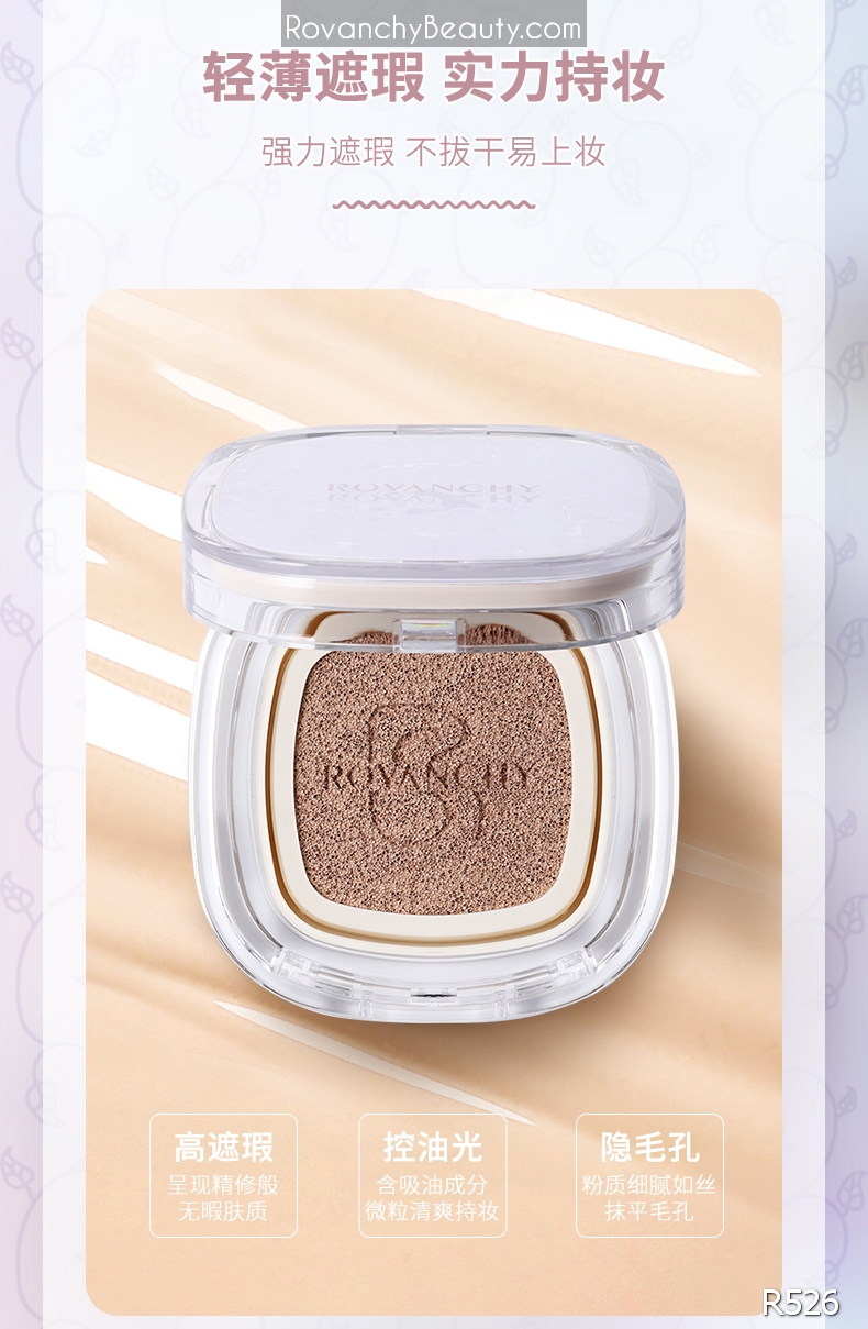 Phấn Nước Dưỡng Ẩm Trong Suốt R526 ROVANCHY - Trang Điểm Tự Nhiên, Che Phủ Hoàn Hảo, Kiểm Soát Dầu Hiệu Quả_thumbnail_8