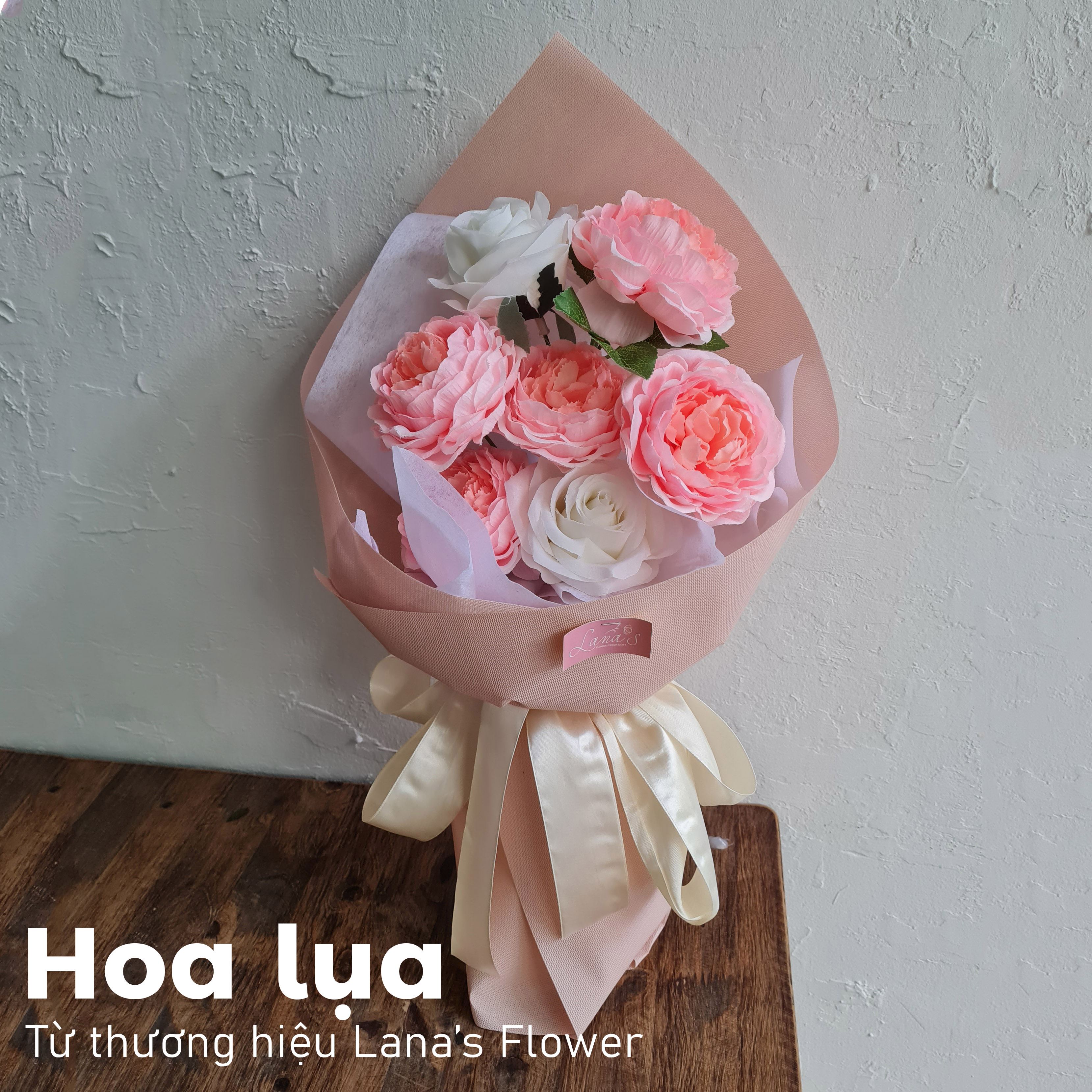 Bó hoa lụa size S - Tone hồng