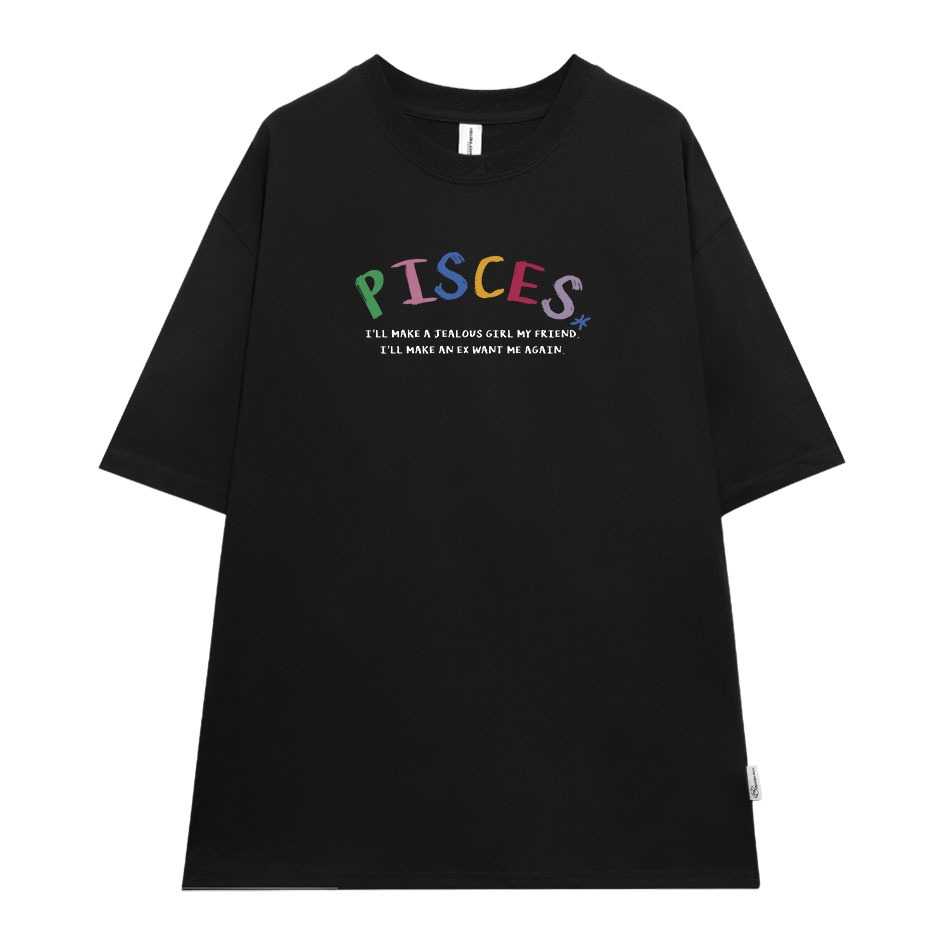 Áo thun nữ form rộng ATD371 cung hoàng đạo Song Ngư PISCES Miucho cotton cổ tròn in typography_thumbnail_6