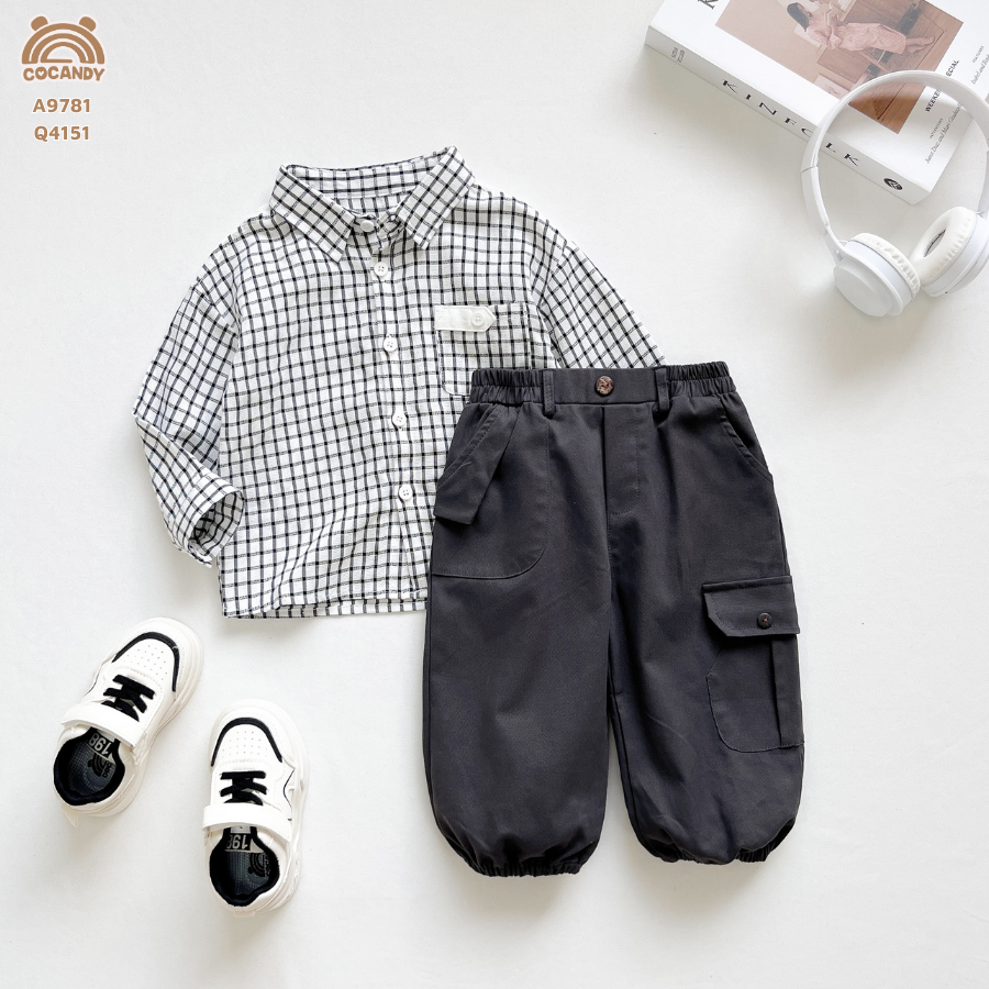 Quần dài GHI bomber túi hộp chéo