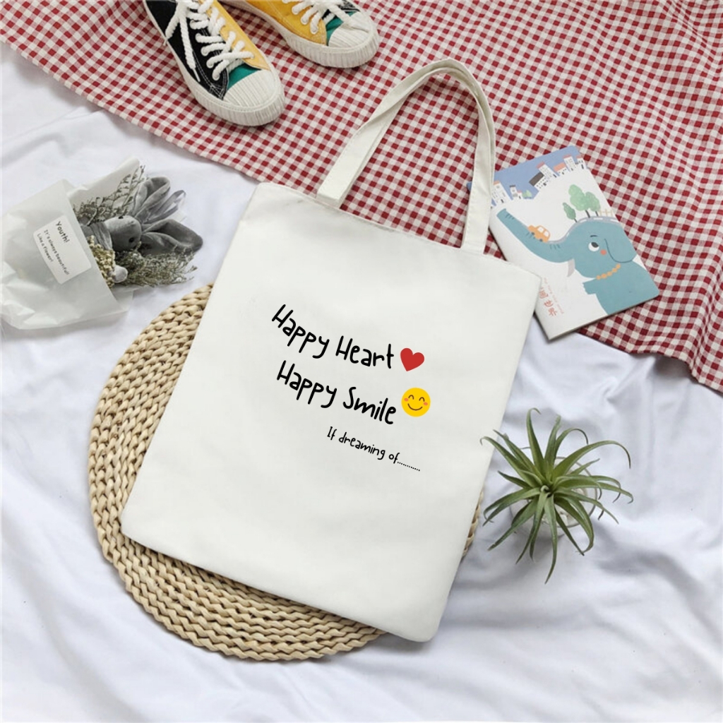 Túi tote phong cách Hàn Quốc in hình - Túi vải canvas có túi phụ kích thước 33x37cm đựng vừa A4 và laptop - TOTE07_thumbnail_4
