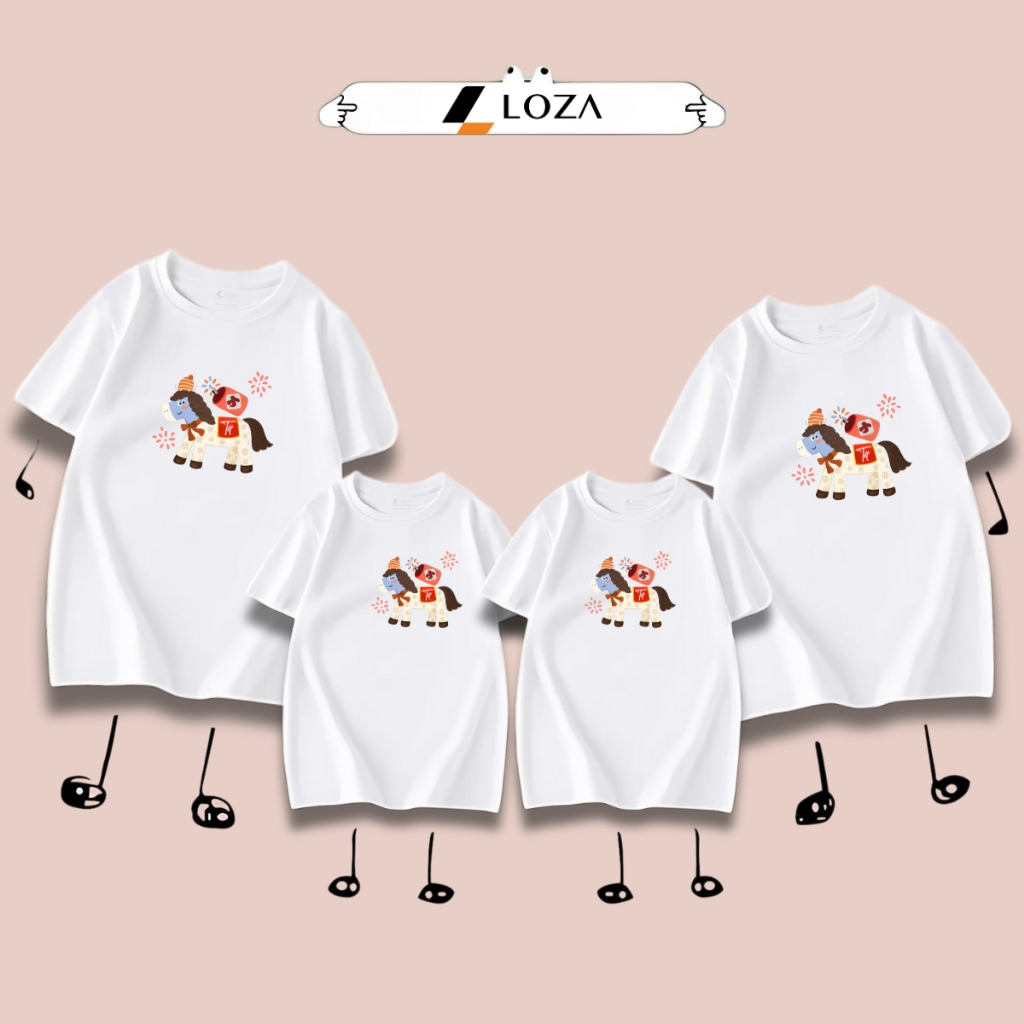 [BST Tết 2026] Áo phông gia đình Tết 2026 in hình Ngựa - Áo thun đồng phục gia đình 3-4-5 người - Loza GĐ3523_thumbnail_3