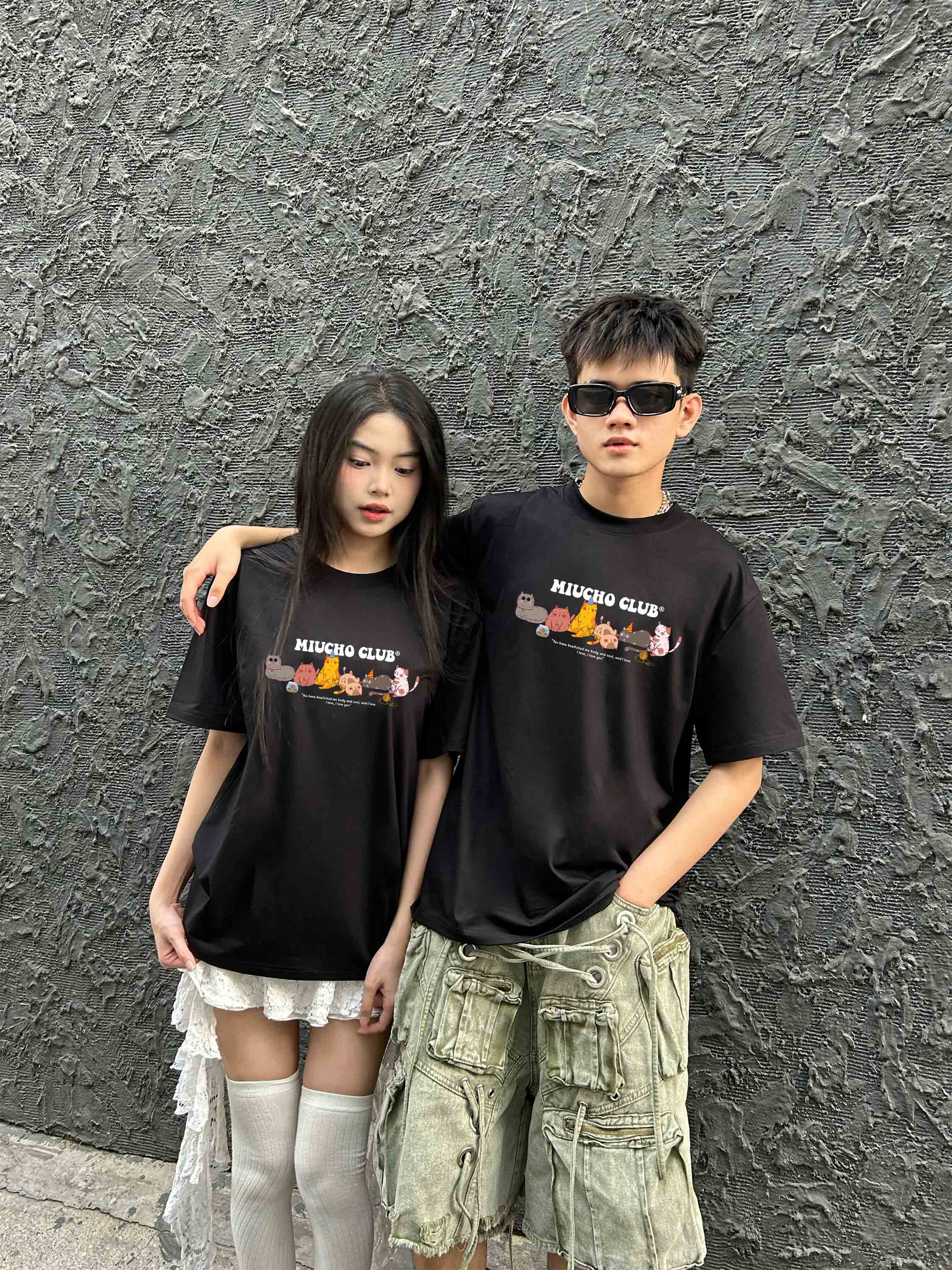 Áo phông đôi nam nữ form rộng 1953 Miucho Club cổ tròn vải cotton 2c 250gsm dày dặn in mix_thumbnail_6